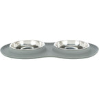 Set de comederos, silicona/acero inoxidable gris