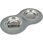 Set de comederos, silicona/acero inoxidable gris