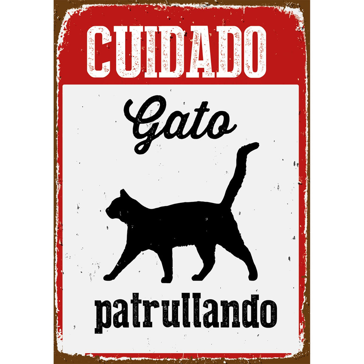 Señal A5 Metálica 'Cuidado Gato Patrullando'