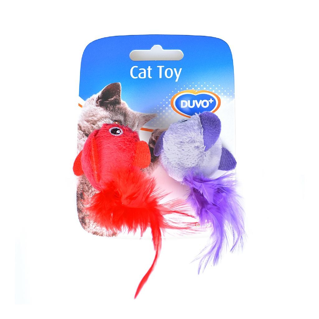 Duvo Juguete Gato Pájaro con Plumas 2 uds 13 x 10 x 3,5 cm