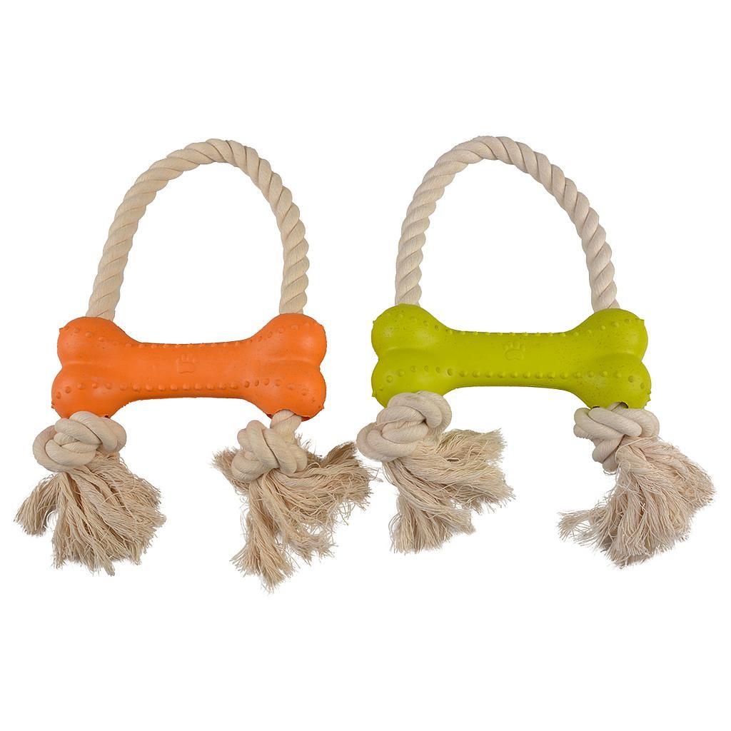 Duvo Juguete Perro Goma Ecológica Hueso con Cuerda 30 x 18 x 4,6 cm