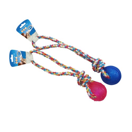Duvo Juguete Perro TPR Bola con Asa Cuerda 37 cm