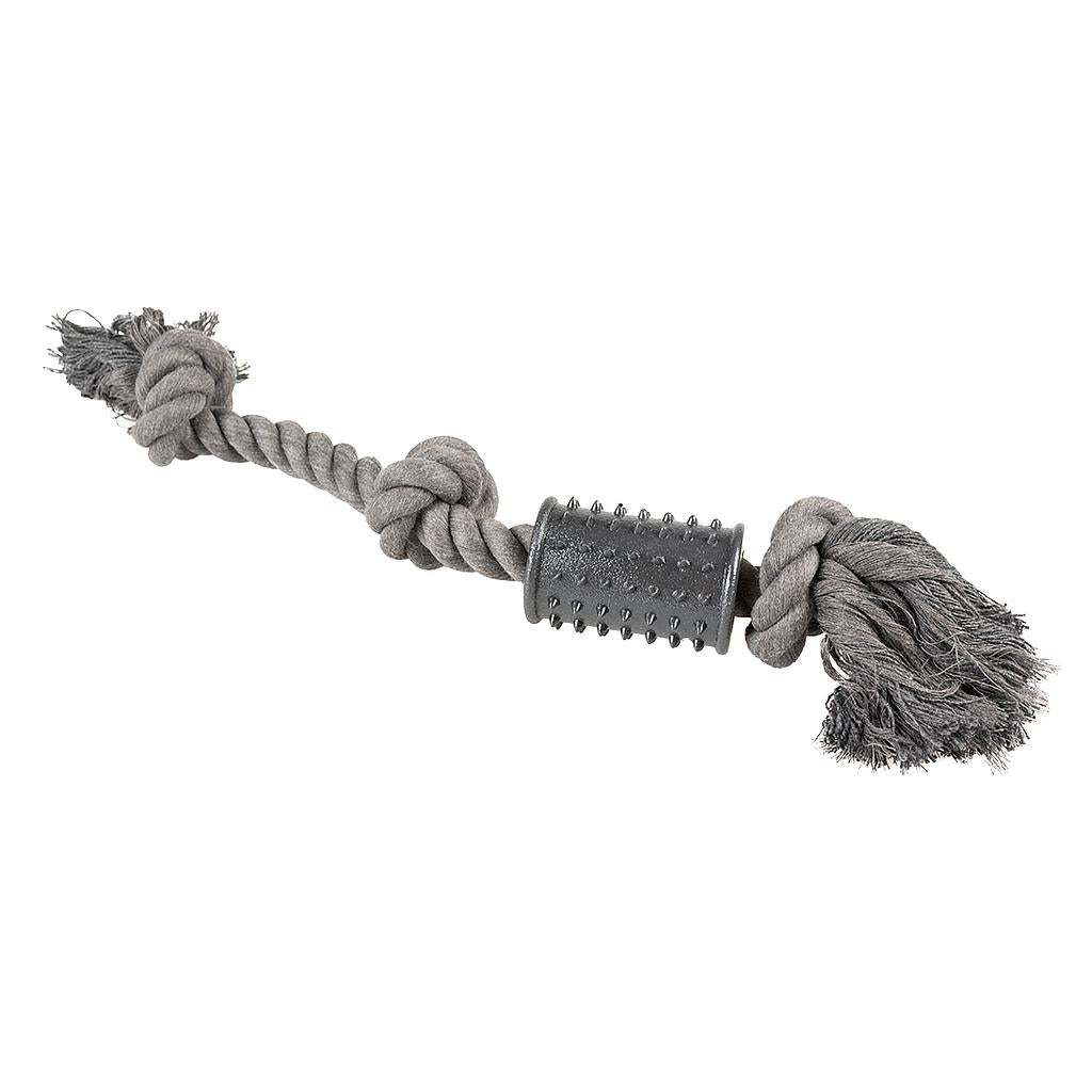 Duvo Juguete Perro Eco Cuerda Negra 3 Nudos con Cilindro Goma 38 x 5 x 5 cm