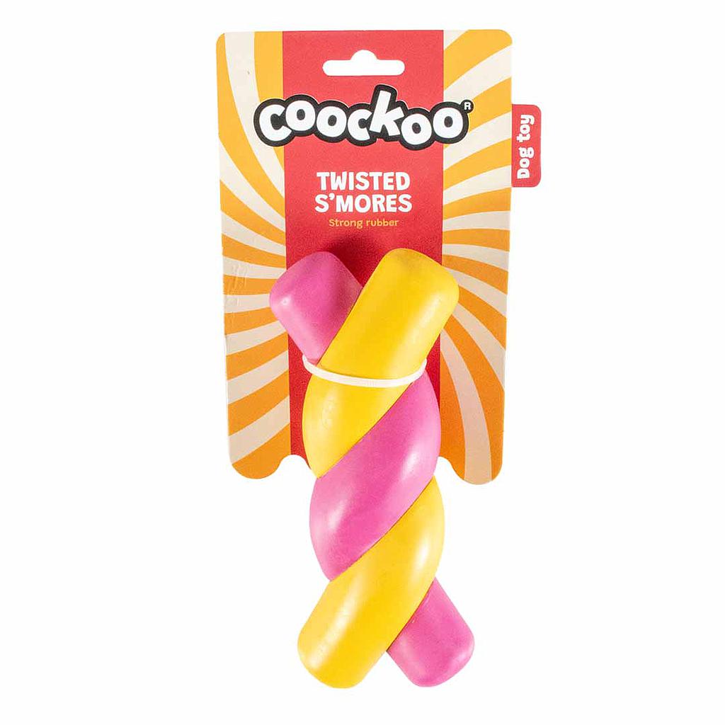 Duvo Coockoo Juguete Perro Twisted S'mores Amarillo y Rosa 18,5 x 7,5 x 5,5 cm